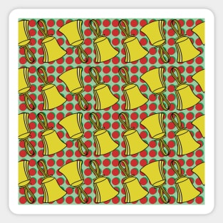 Red dots Green Background Handbell Pattern Sticker